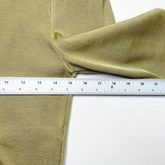 Zara Knit Cropped Sweater Gold Size M Long Puff Sleeve Pullover Crewneck Cotton - Picture 9 of 10